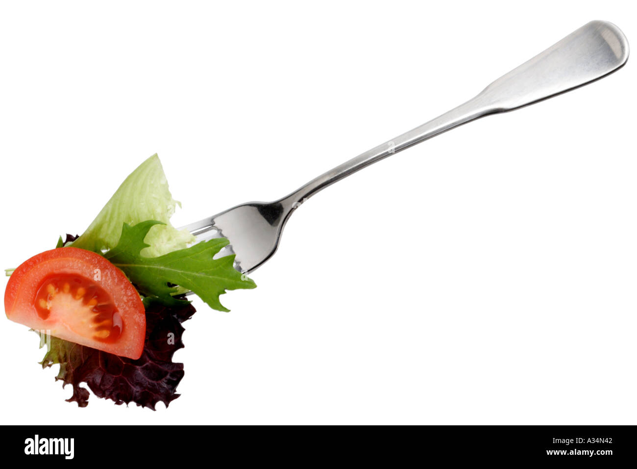 Bite of Salad on Fork Stock Photo Alamy