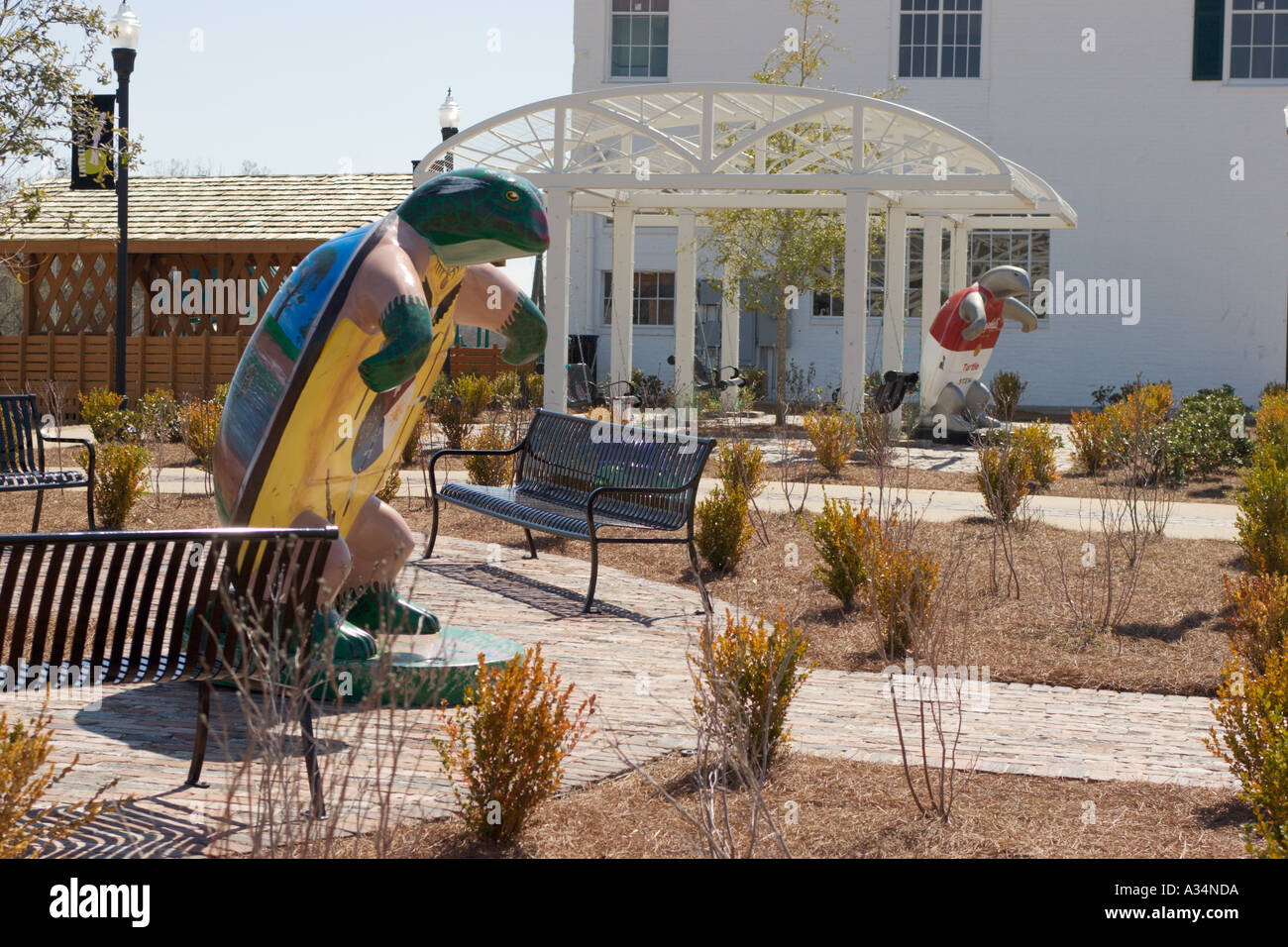 Turtle sculptures at Turtle Grove Park in Albany Georgia USA Stock Photo