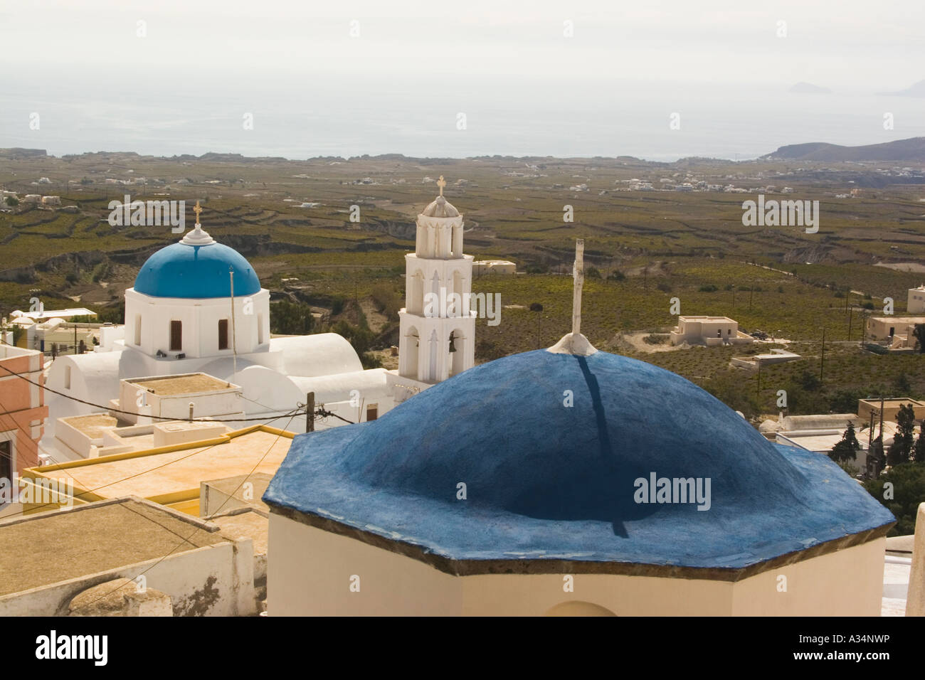 Pirgos Pyrgos Fira Santorini greek Islands Blue and white church Dome