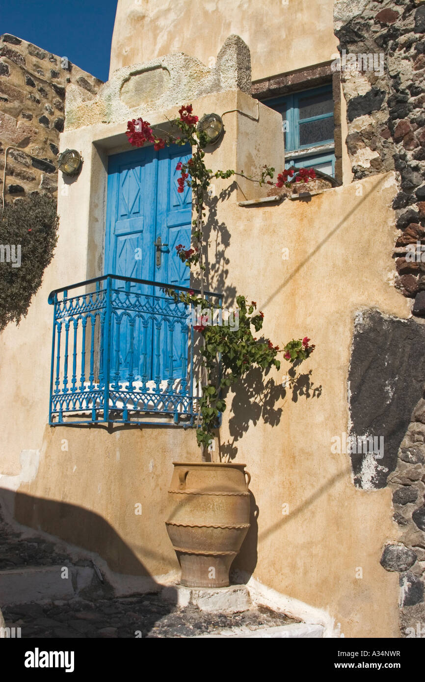Pirgos Pyrgos Fira Santorini greek Islands white building with blue