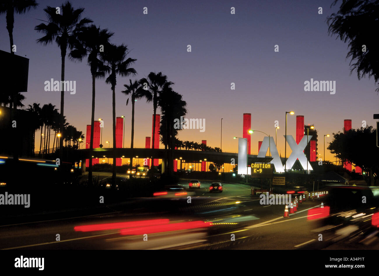 Three large letters confirm arrival at Los Angeles International Airport from Century Boulevard Stock Photo