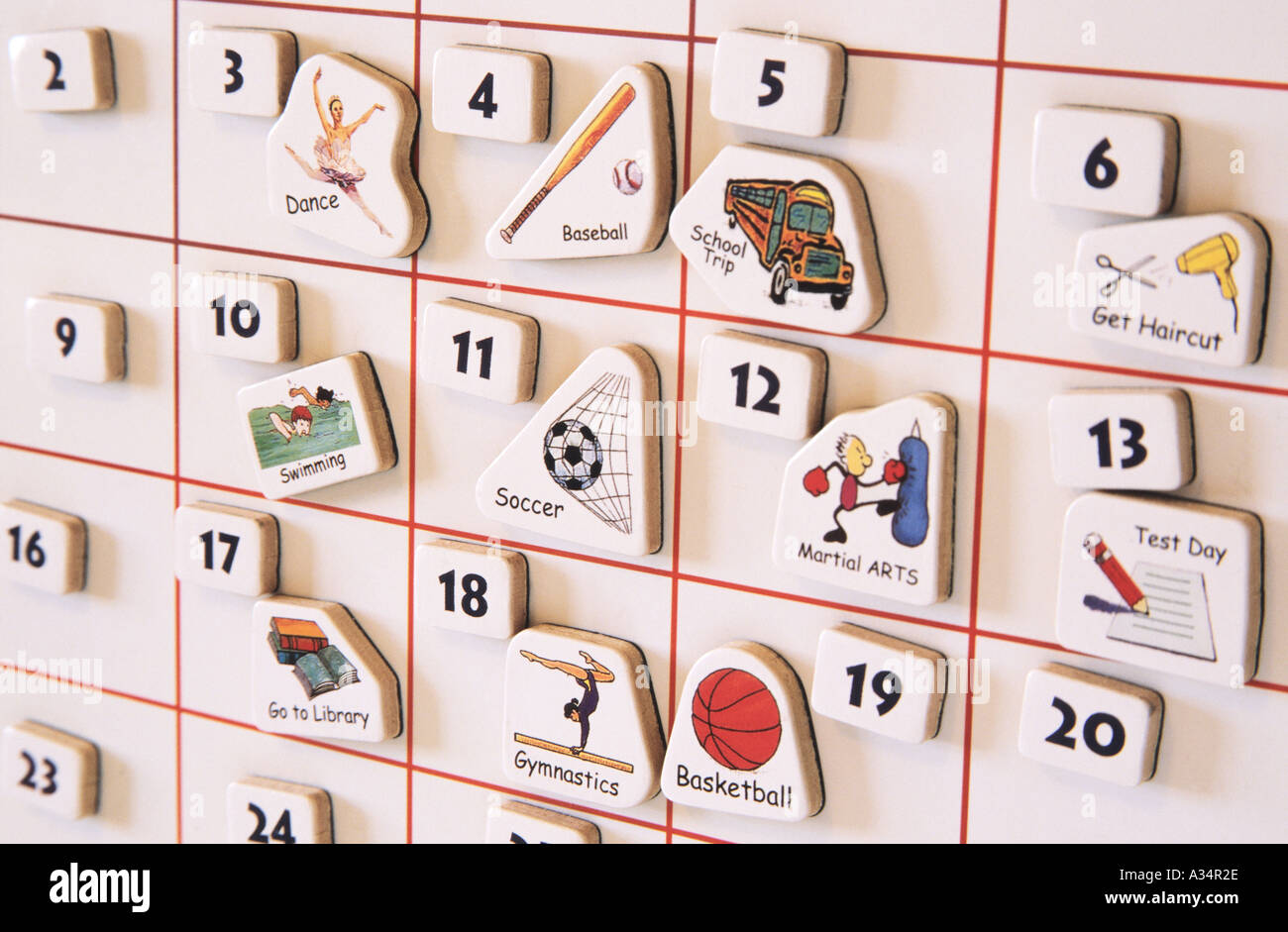 Concept image of children s activity calendar Stock Photo