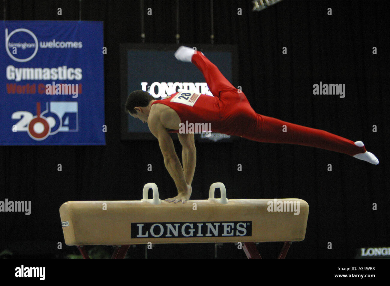 marius daniel urzica romanian gymnast on pommel horse Stock Photo