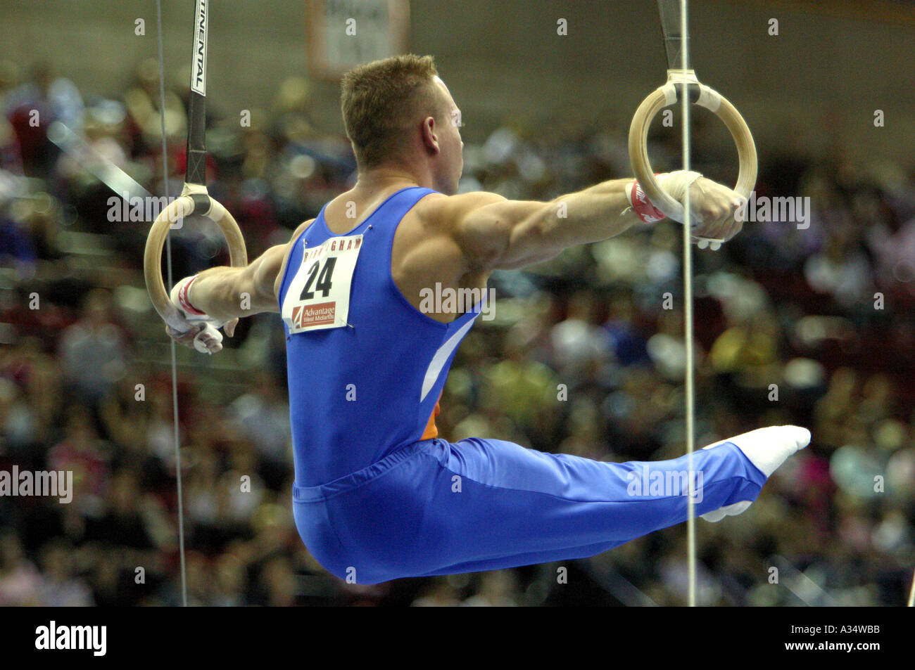 van gilder dutch gymnast on rings in world gymnastics championships 2004 Stock Photo