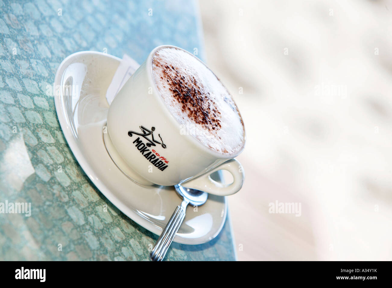 Eine Tasse, a cup Capuccino Stock Photo