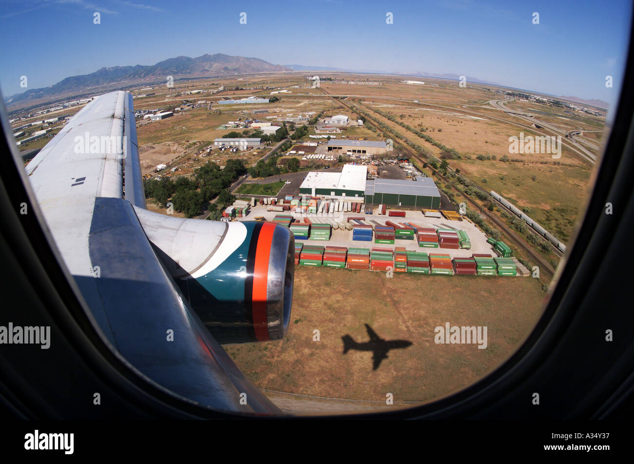 view from the passenger window of a jet Stock Photo - Alamy
