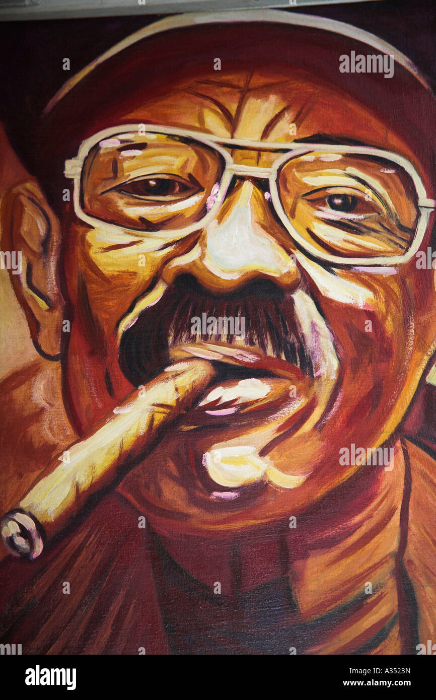 Painting of Pio Leyva at the Buena Vista Social Club, Havana, Cuba Stock Photo