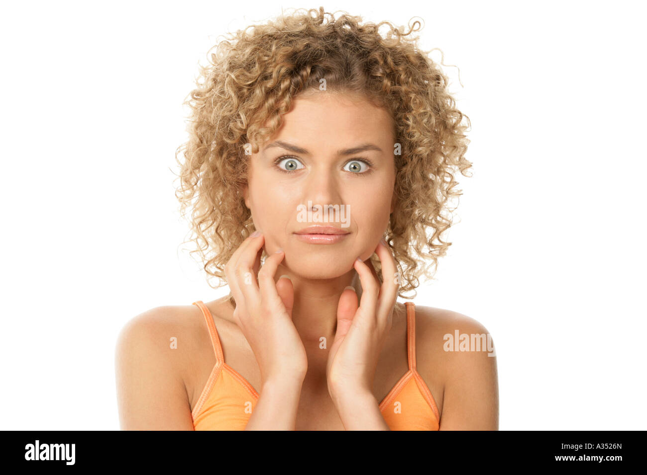 Face of young surprised woman Stock Photo - Alamy