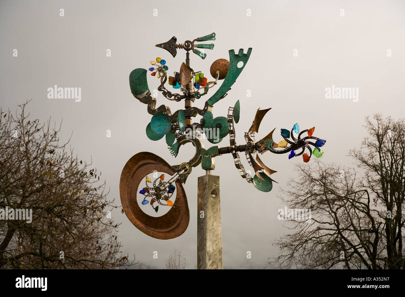 sculpture by Andrew Carson at waterfront park in Stevenson