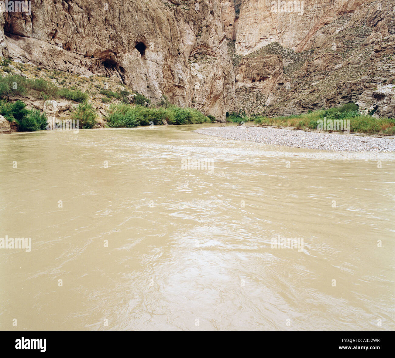 Rio Grande river near Boquillas Canyon in the Big Bend National Park Stock Photo