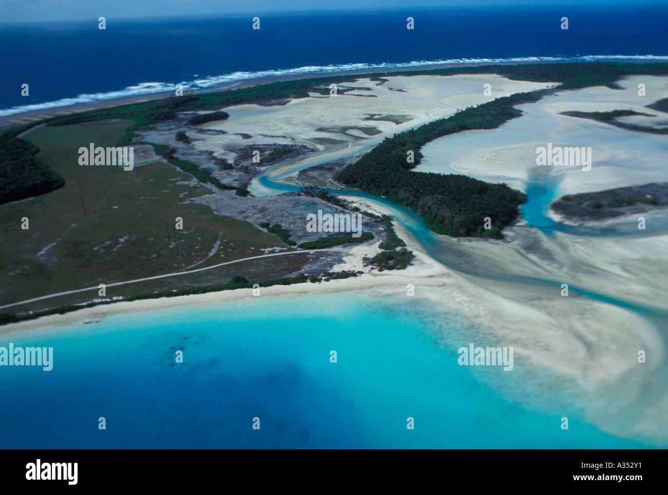 An aerial view of Diego Garcia Islands in the Indian ocean Stock Photo