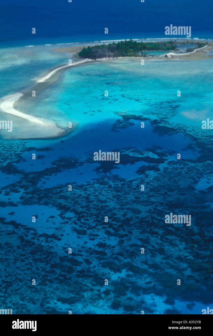 An aerial view of Diego Garcia Islands in the Indian ocean Stock Photo