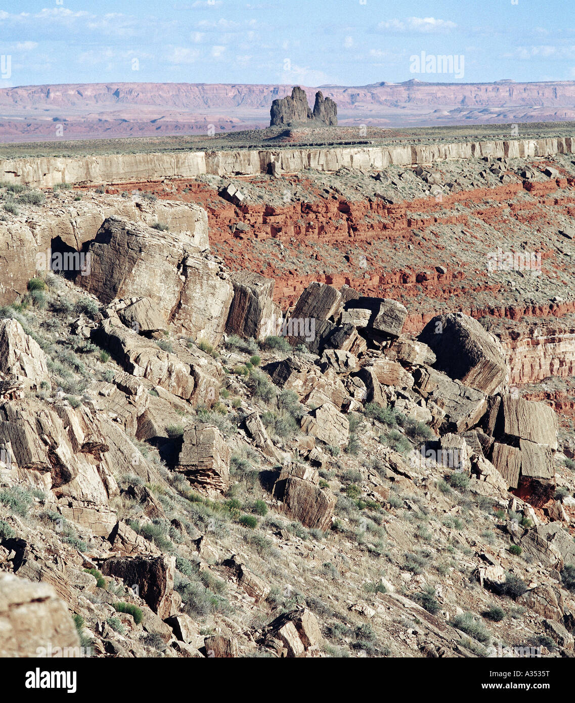 USA Utah Landscape of rock formations near the Goosenecks of the San Juan River north of Mexican Hat Utah Stock Photo