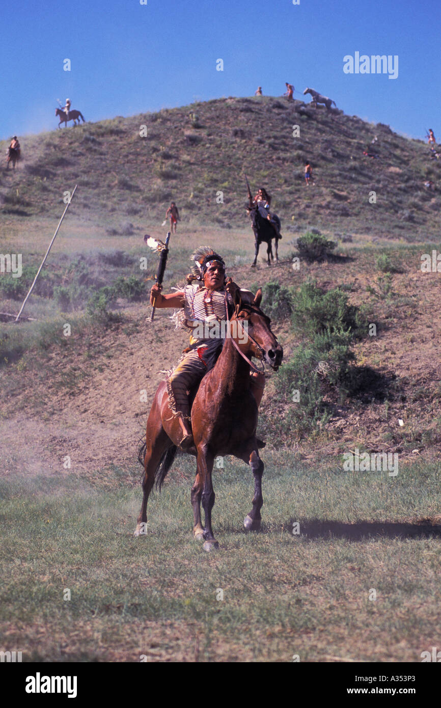 Crow Indian warrior at the Little Bighorn Custer battle re enactment