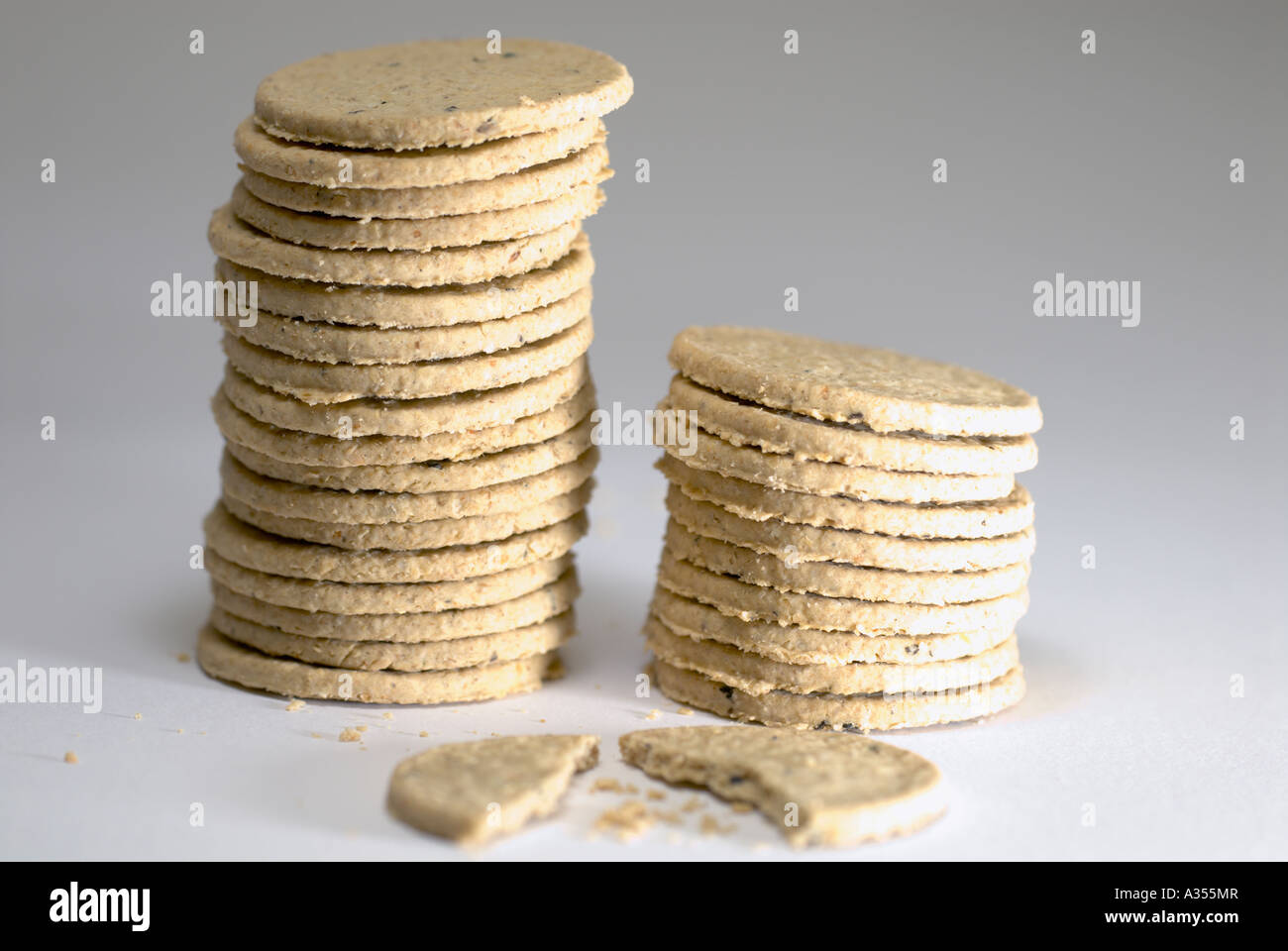 Black pepper oatcakes on a white background Stock Photo Alamy