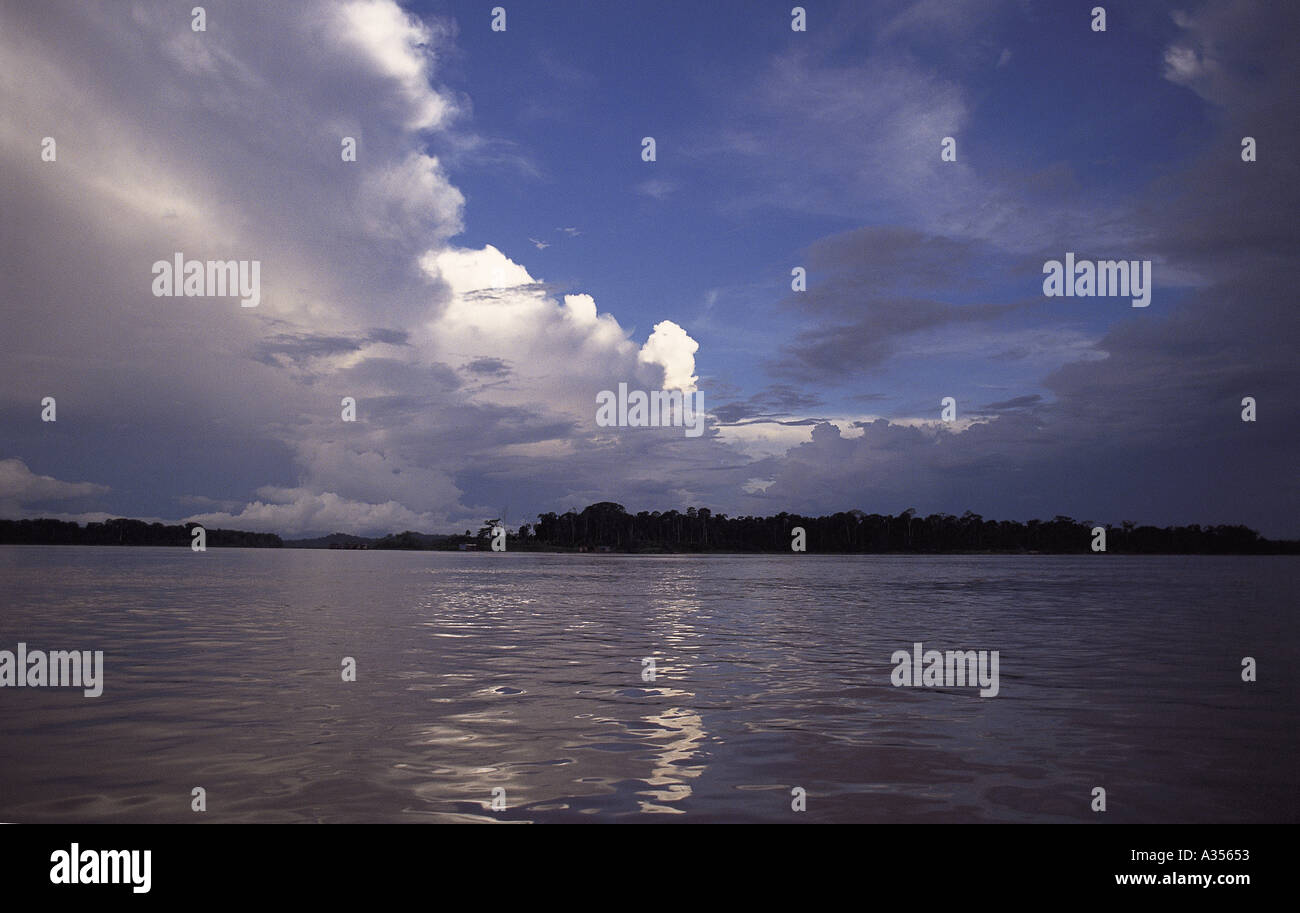 Rondonia State Brazil Vivid sky reflected in the water of the Rio Madeira Stock Photo