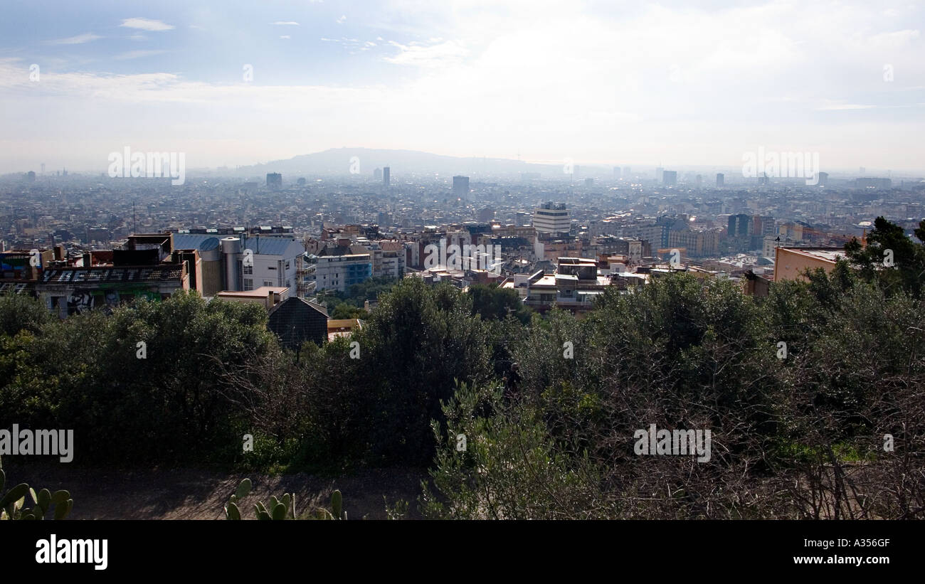 View of Barcelona from the Parc Guell Barcelona Spain Stock Photo