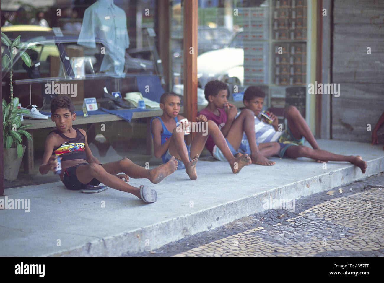 Street Kids Glue sniffing Stock Photo