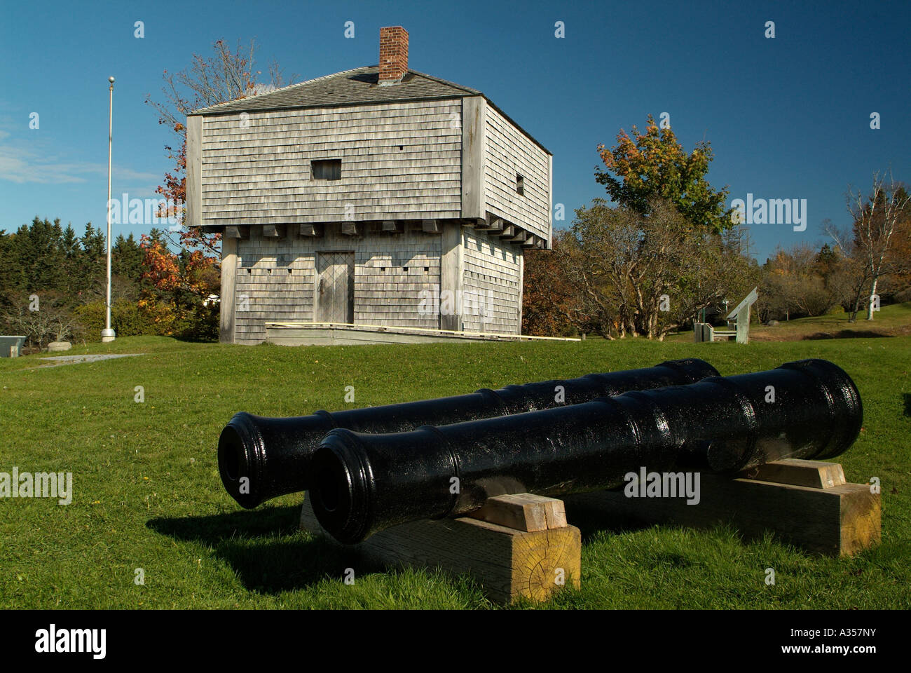 A cannon on display by the british blockhouse in St. Andrews, New