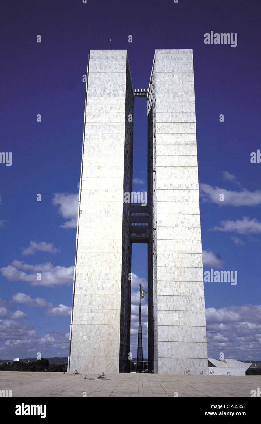 Brasilia DF Brazil National Congress Towers by Oscar Niemeyer architect Stock Photo
