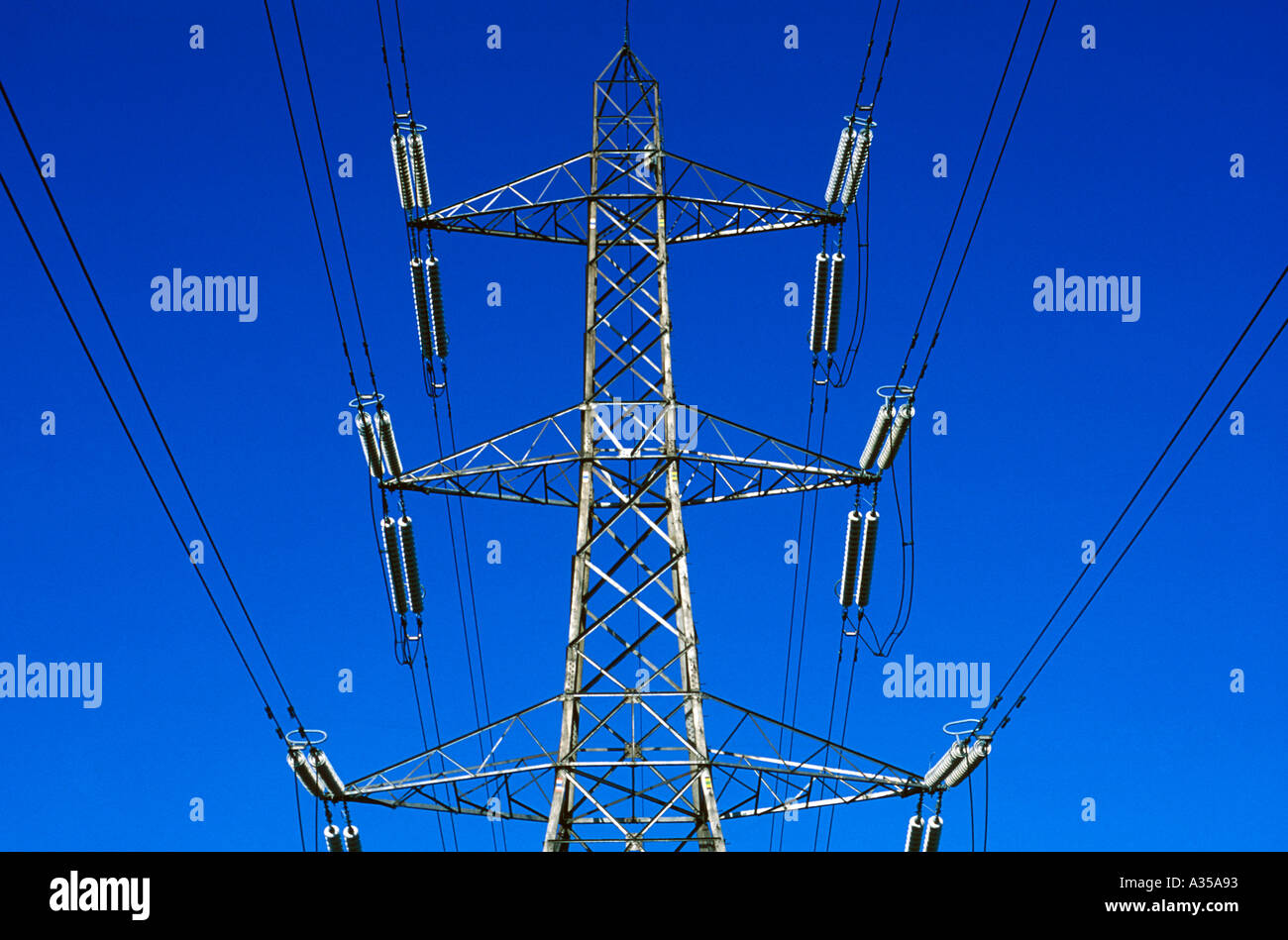 Overhead power line Stock Photo Alamy