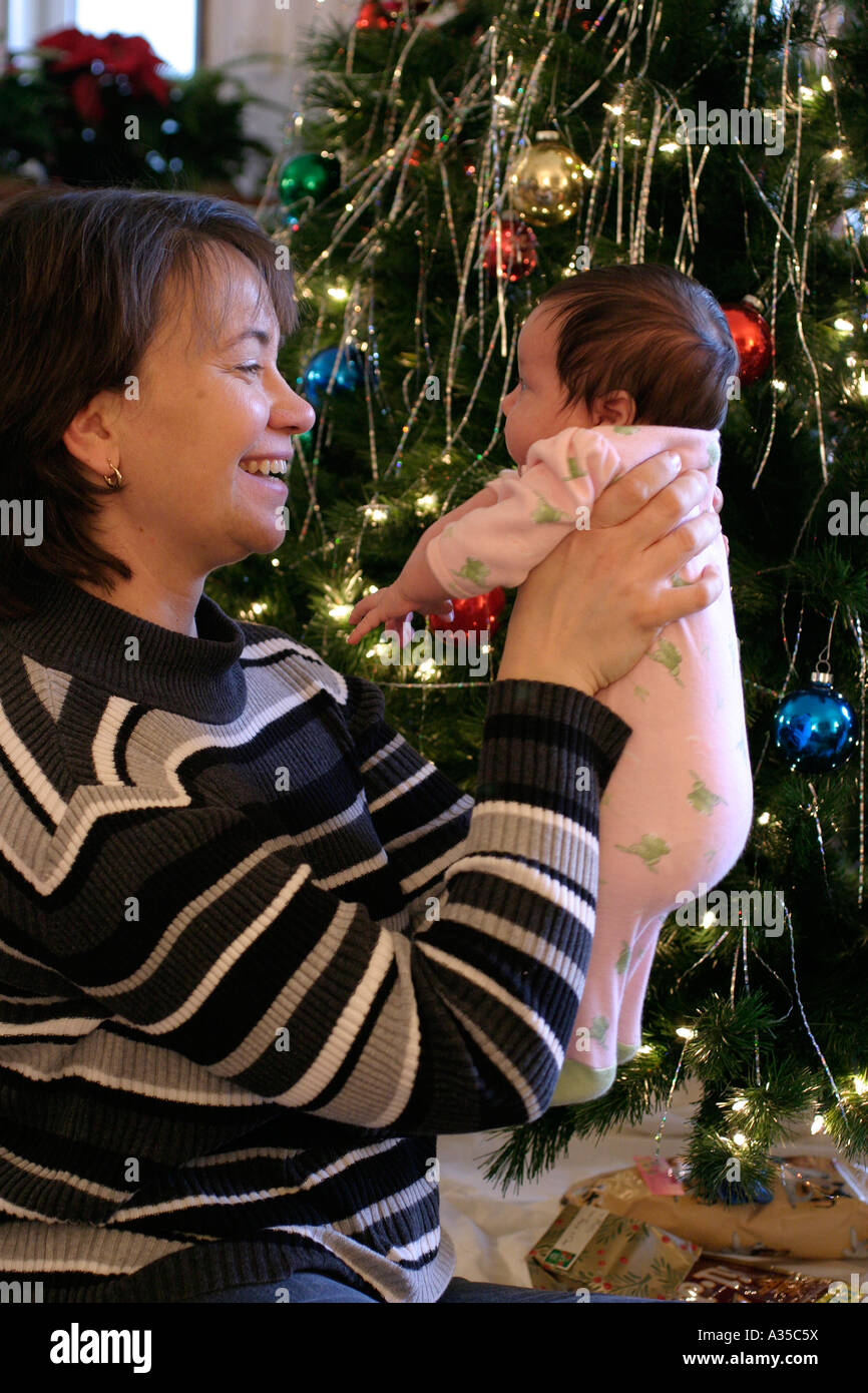 Baby Baby's First Christmas Stock Photo