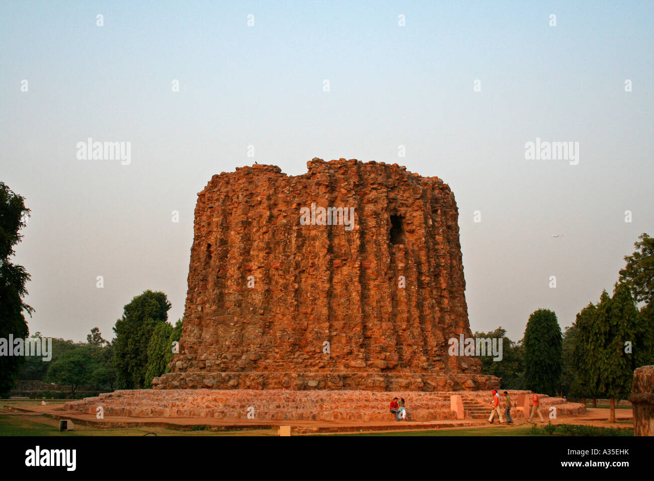 Ruins of an unfinished tower near Qutb Minar complex in New Delhi India Stock Photo