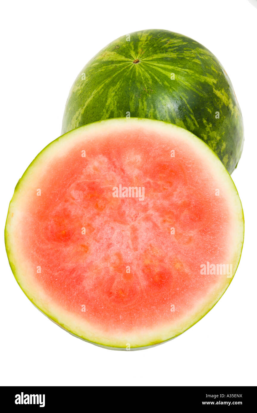 halved seedless watermelon Stock Photo Alamy