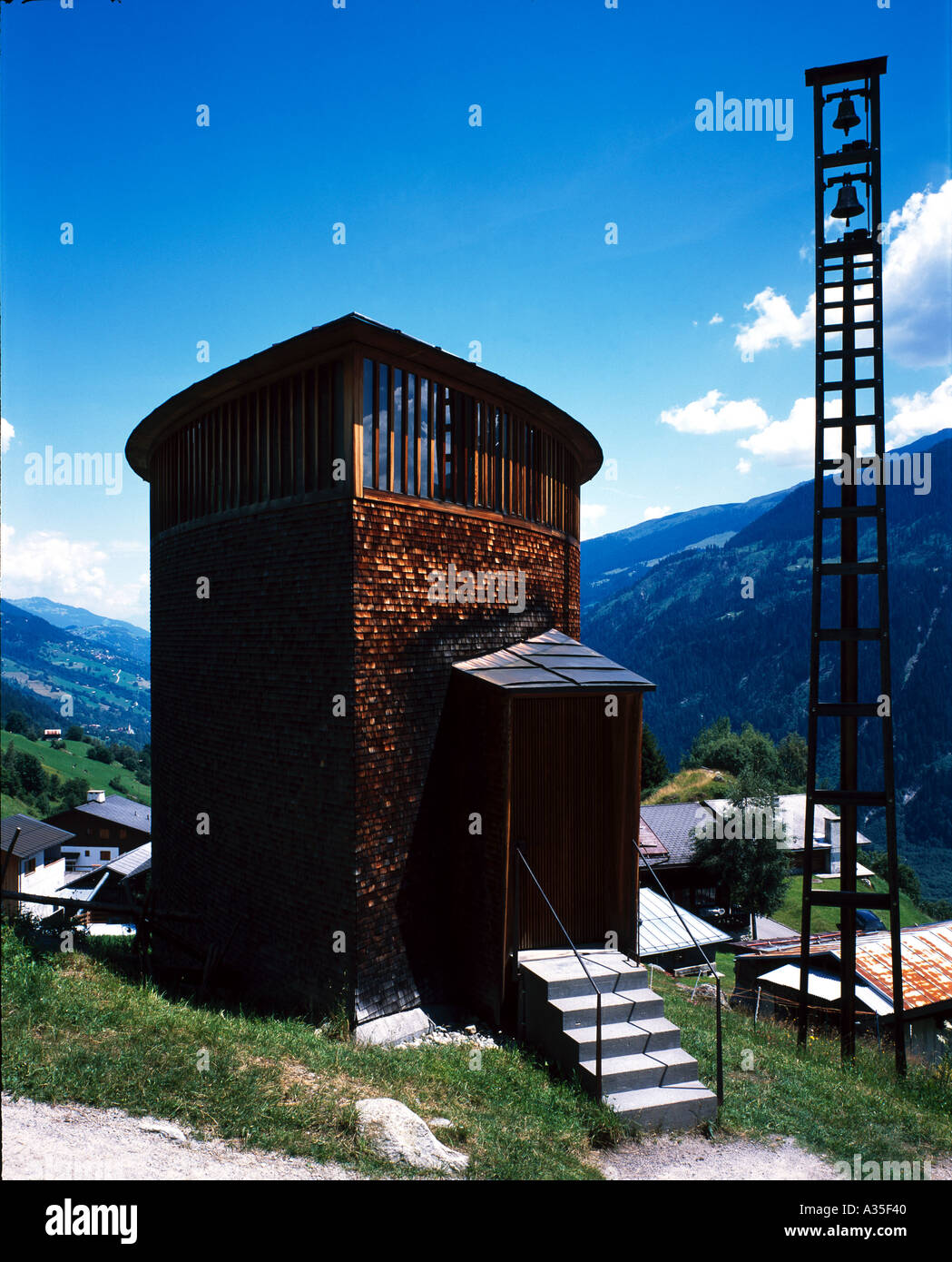 St Benedict’s Chapel, Switzerland Exterior view. Architect Peter Stock