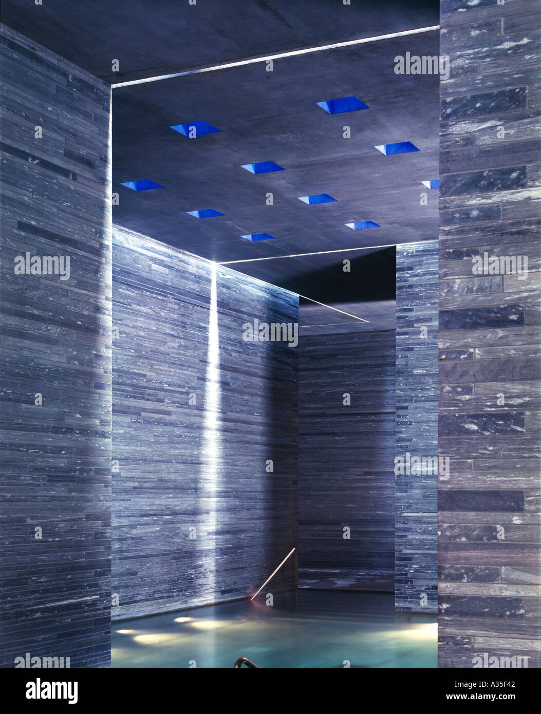 Thermal Baths, Vals, Switzerland Interior view. Architect Peter