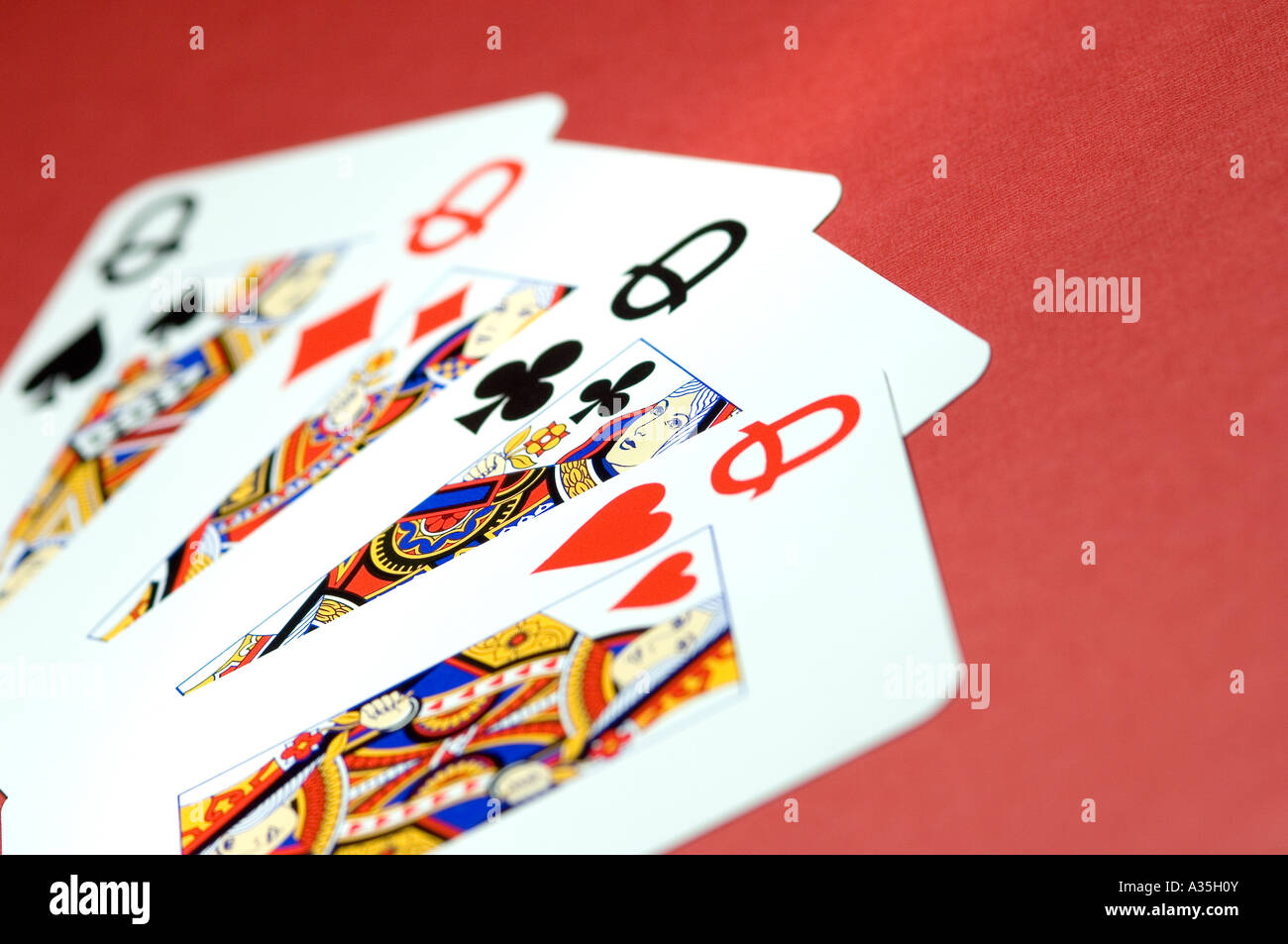 Close up of playing cards queen queens Stock Photo Alamy