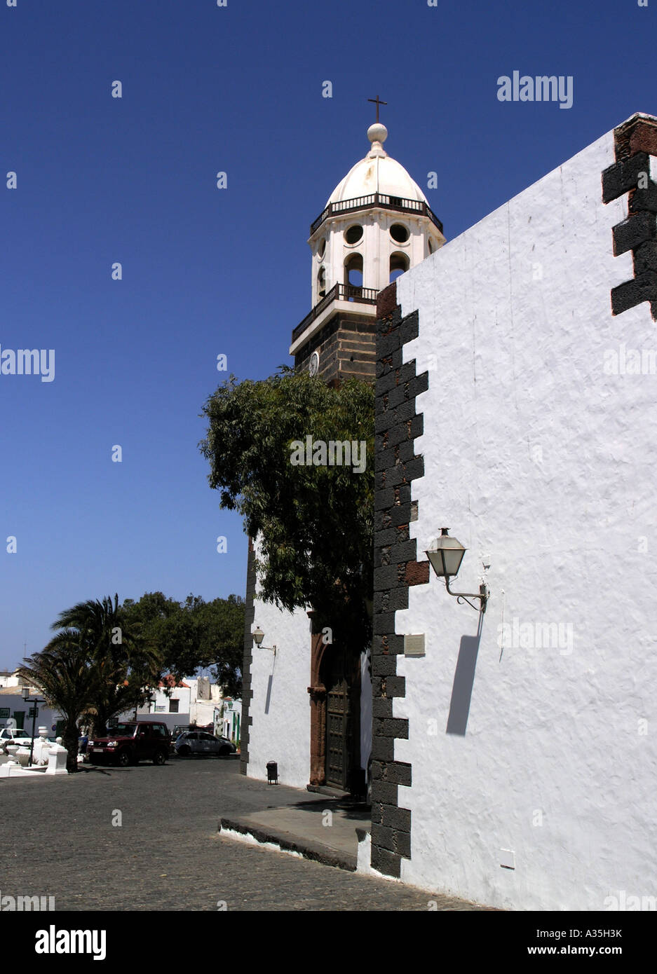 Nuestra Senora de Guadalupe 15th Century church in the market square Teguise Lanzarote Stock Photo