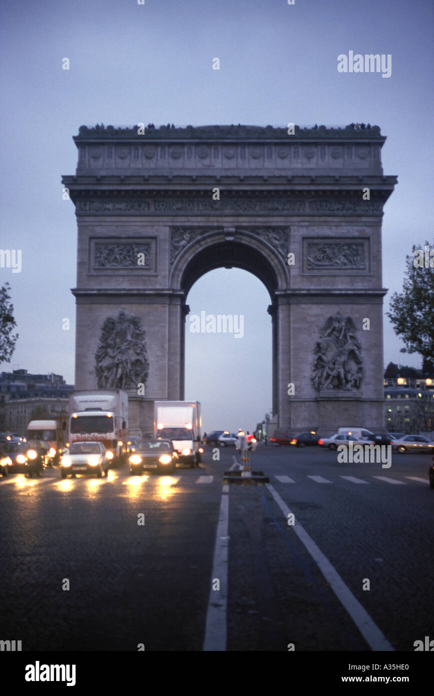 The Arc de Triomphe in Paris France Stock Photo