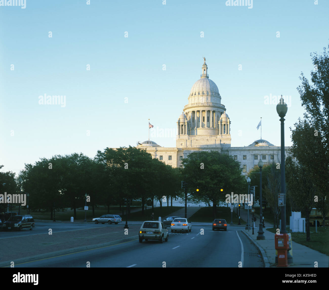 Looking toward the Statehouse in Providence Rhode Island Stock Photo