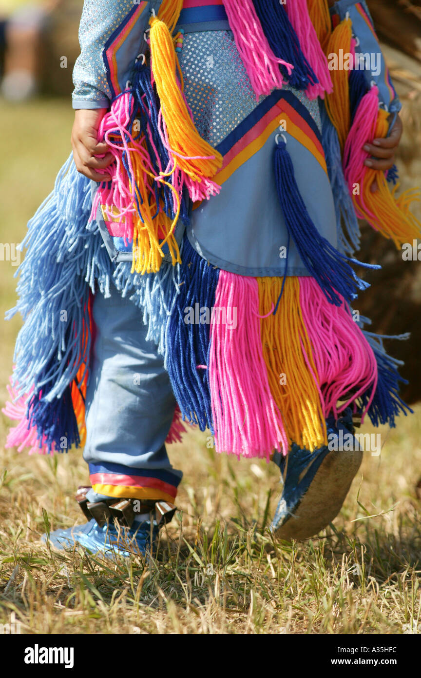 Native American tribal dance demonstration with costume Stock Photo