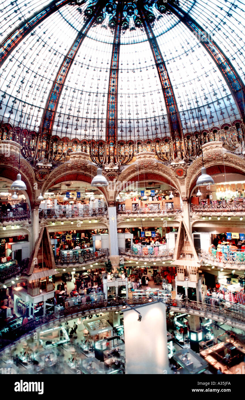 Paris France, Galeries Lafayette, French Department Store, interior Atrium, Wide Angle View Stock Photo