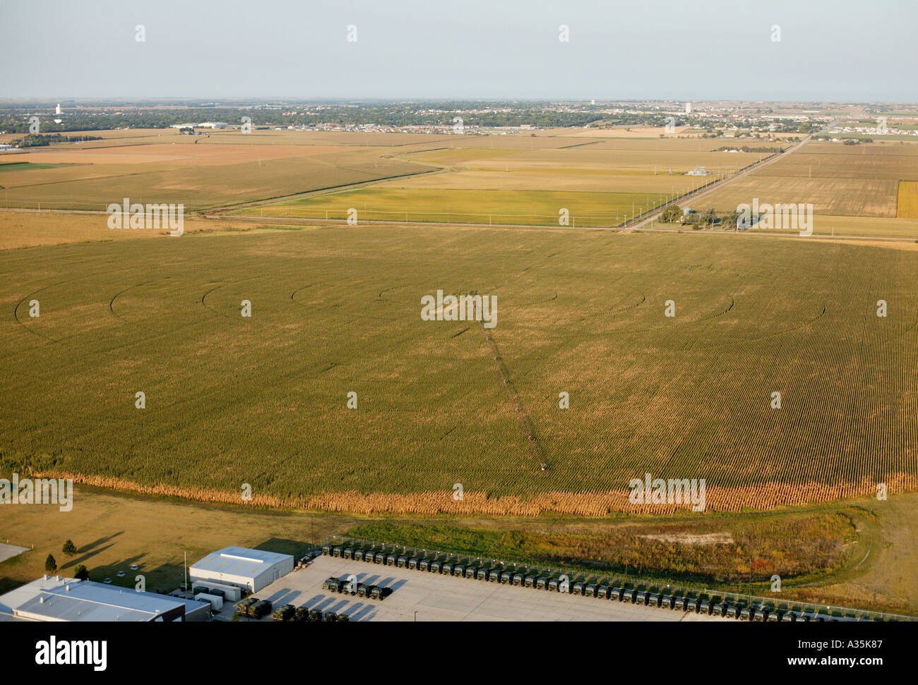 Aerial circular irrigation field hires stock photography and images