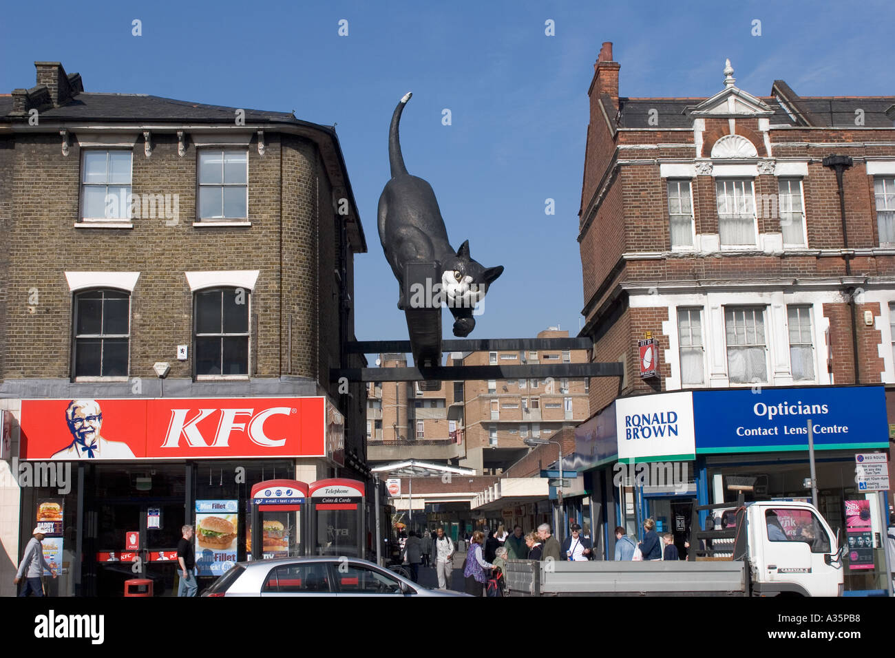 Giant Cat Sculpture The Catford Centre London England UK Stock Photo