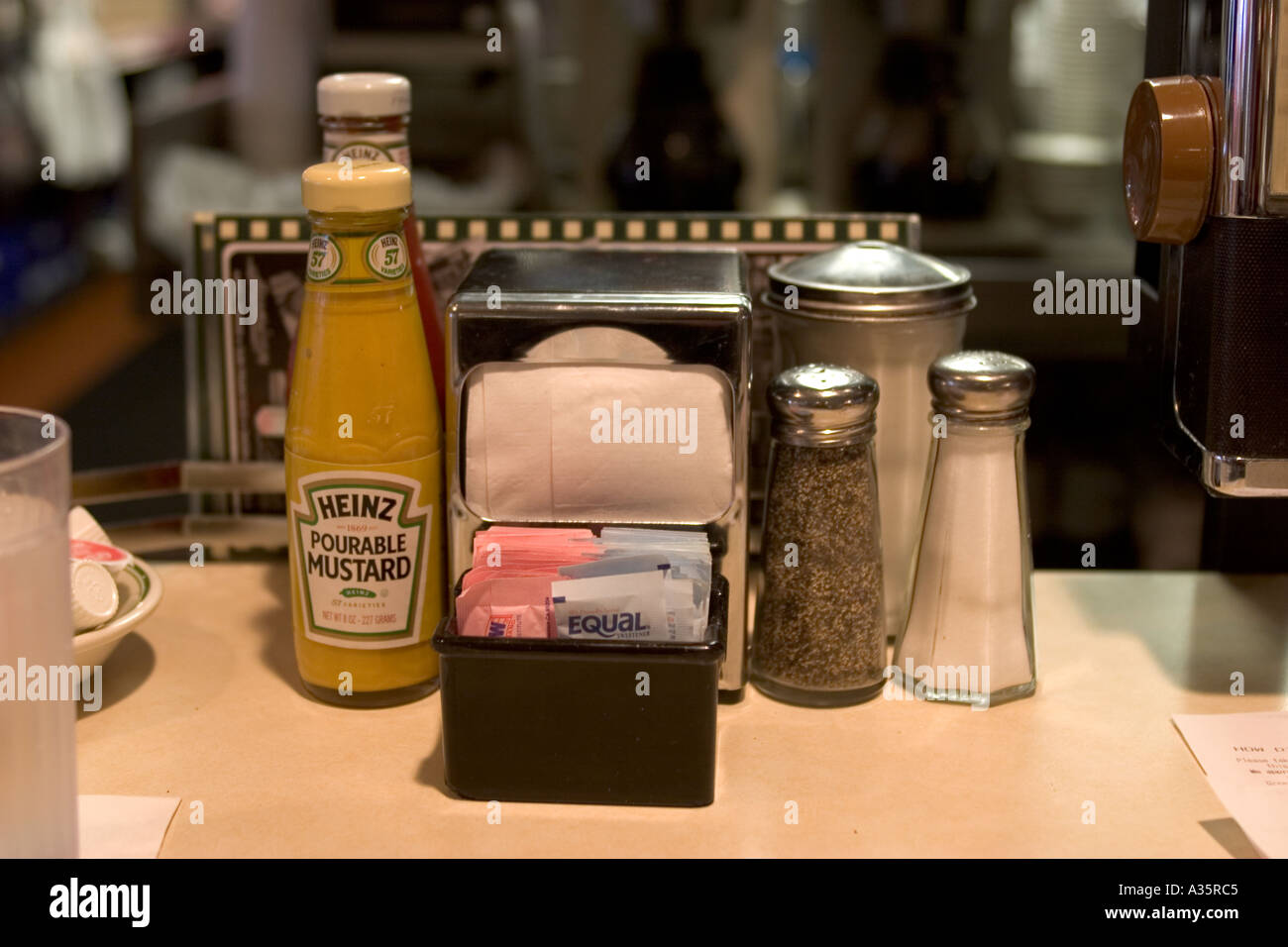 Diner Table Setting San Francisco California USA Stock Photo