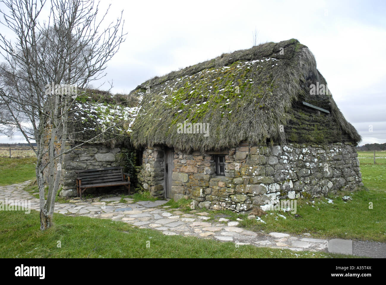 Leanach Cottage on Culloden Battlefield in the Highlands Scotland Stock