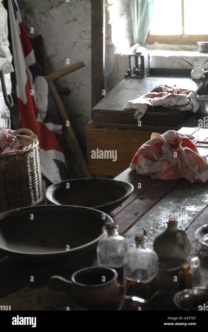Interior of Leanach Cottage used for operations on Culloden Battlefield ...