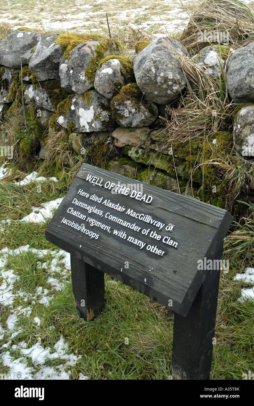 Well of the Dead on Culloden Battlefield in the Highlands Scotland