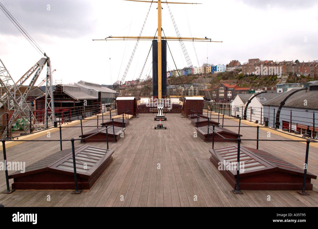 Restored wooden deck of the SS Great Britain built by Victorian