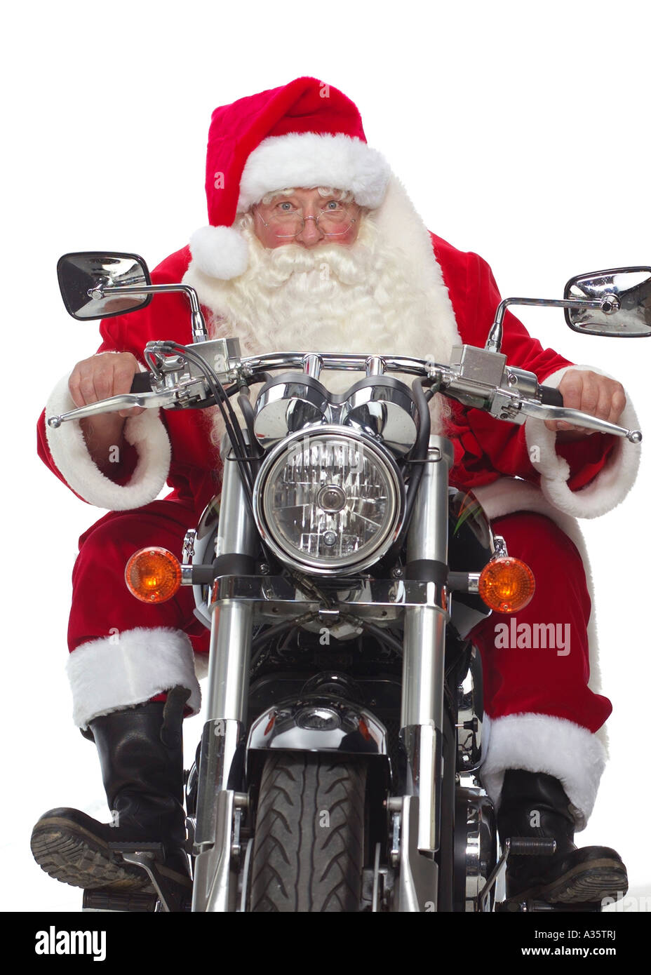 Nikolaus auf einem Motorrad, Santa Claus riding motorbike Stock Photo -  Alamy