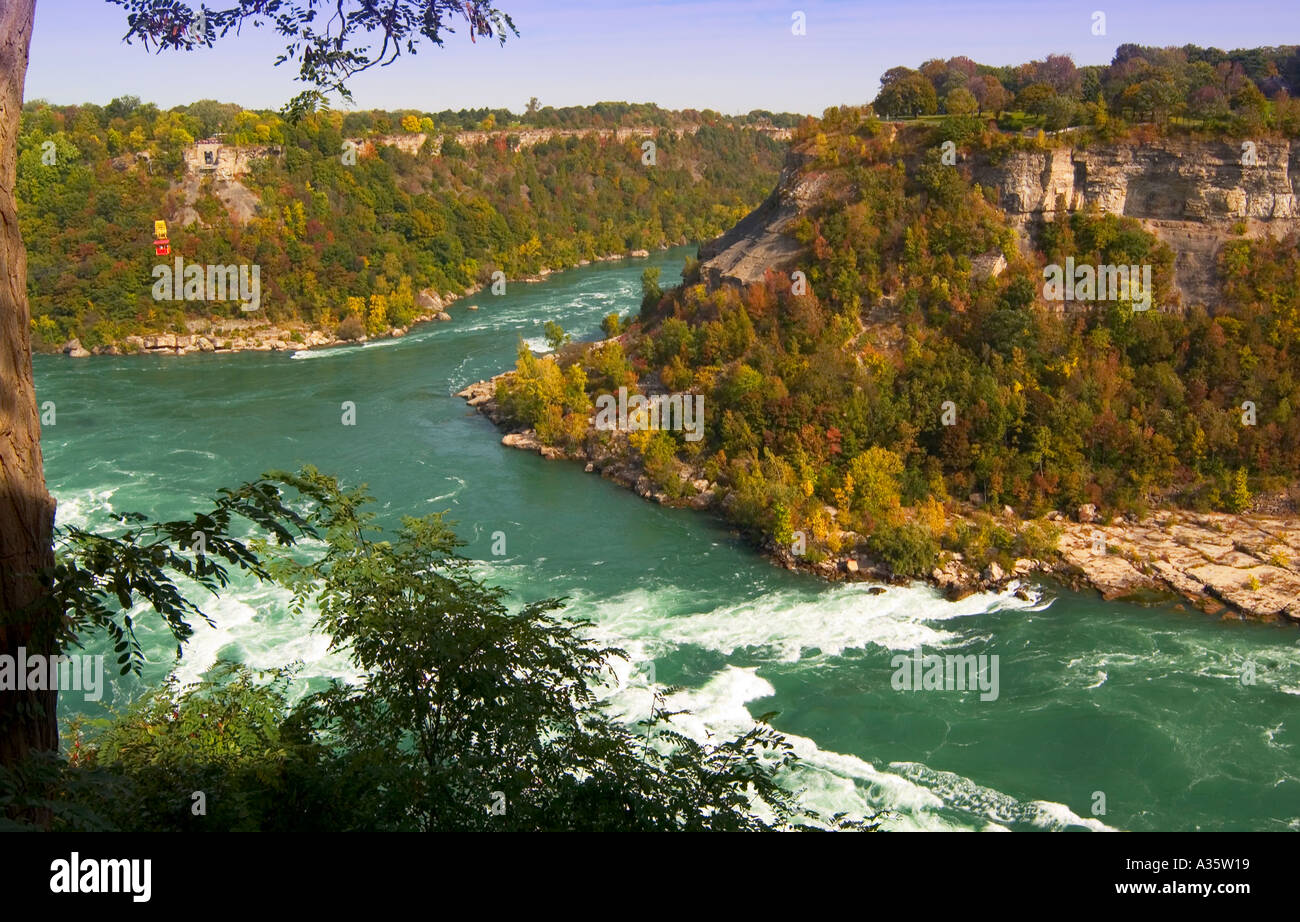 Cable car crosses gorge at Niagara Falls Canada Stock Photo