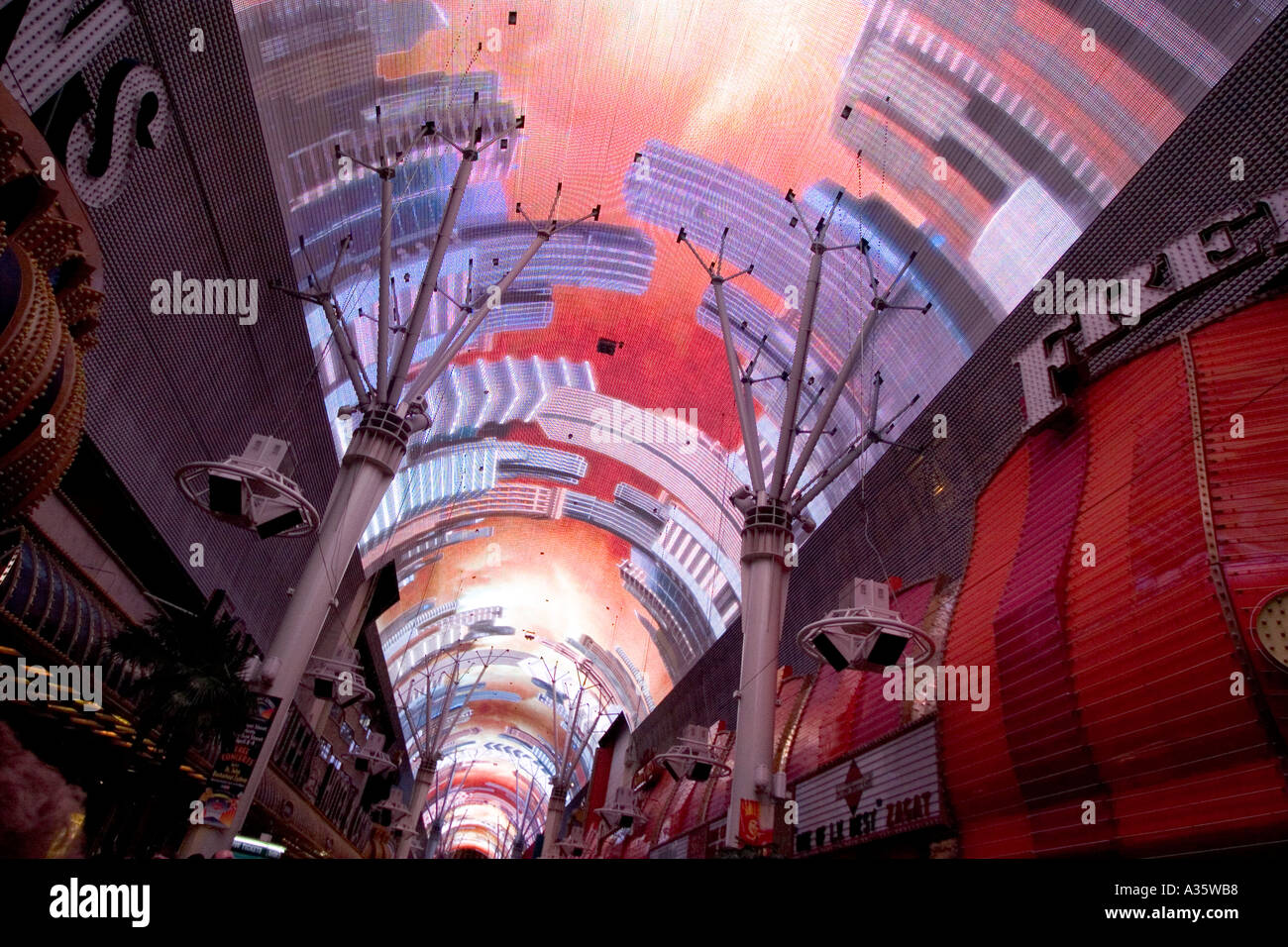 Fantastic light show at The old strip Freemont Street Las Vegas Nevada