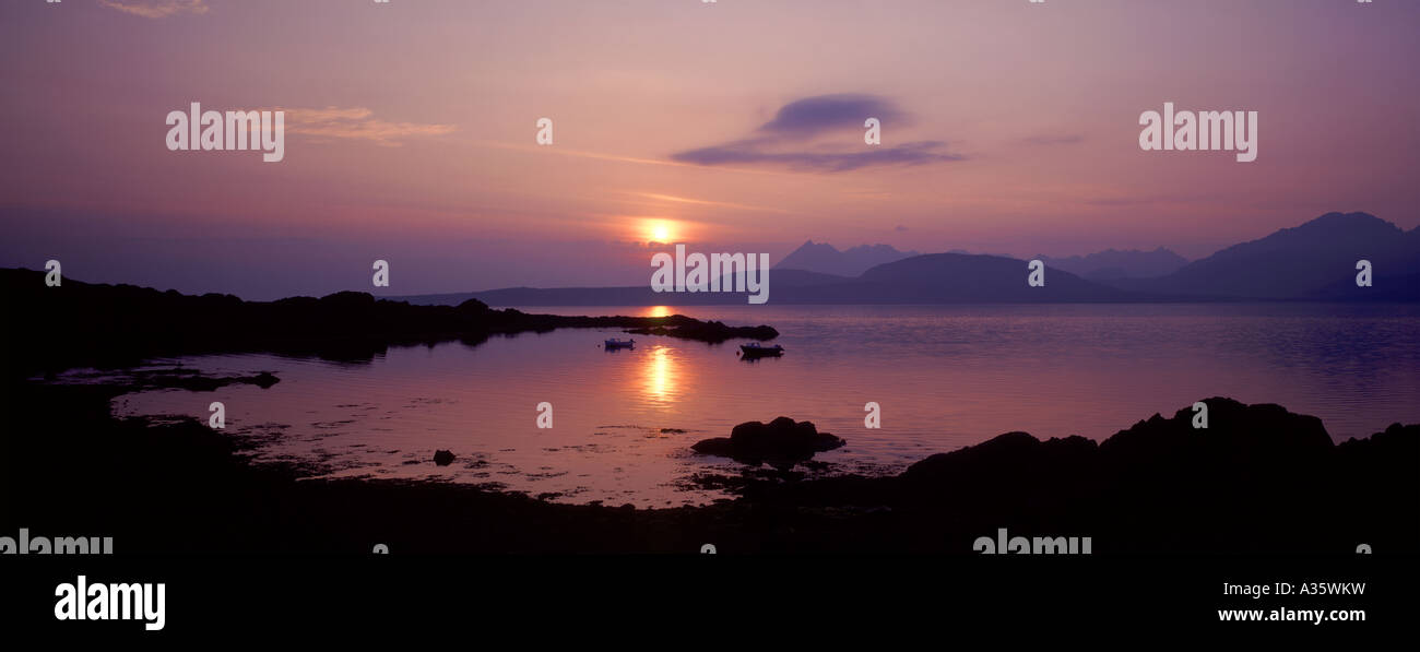 Sunset over the Black Cullins from Tarskavaig, Isle of Skye, Scottish Highlands.  GPAN 0037 Stock Photo