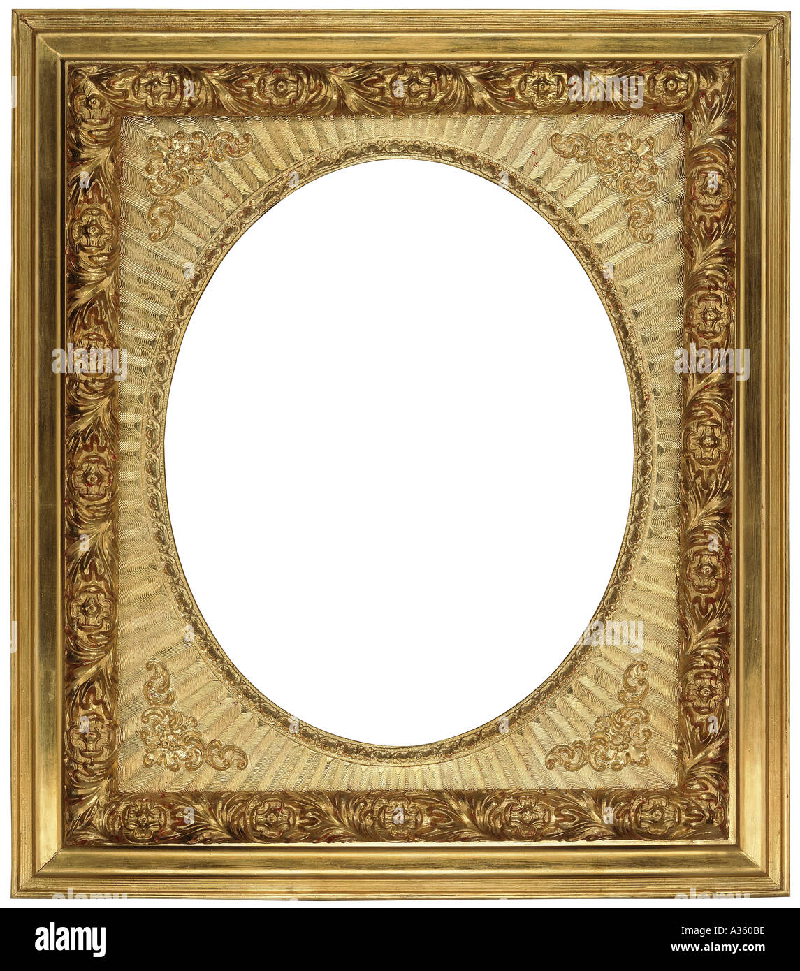 A vertical gold gilded rectangular decorative ornate antique frame with ...