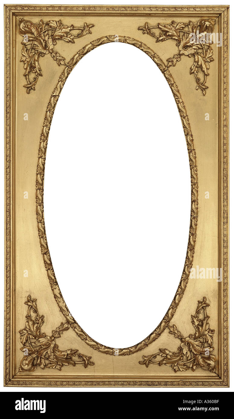 A vertical gold gilded rectangular decorative ornate antique frame with ...