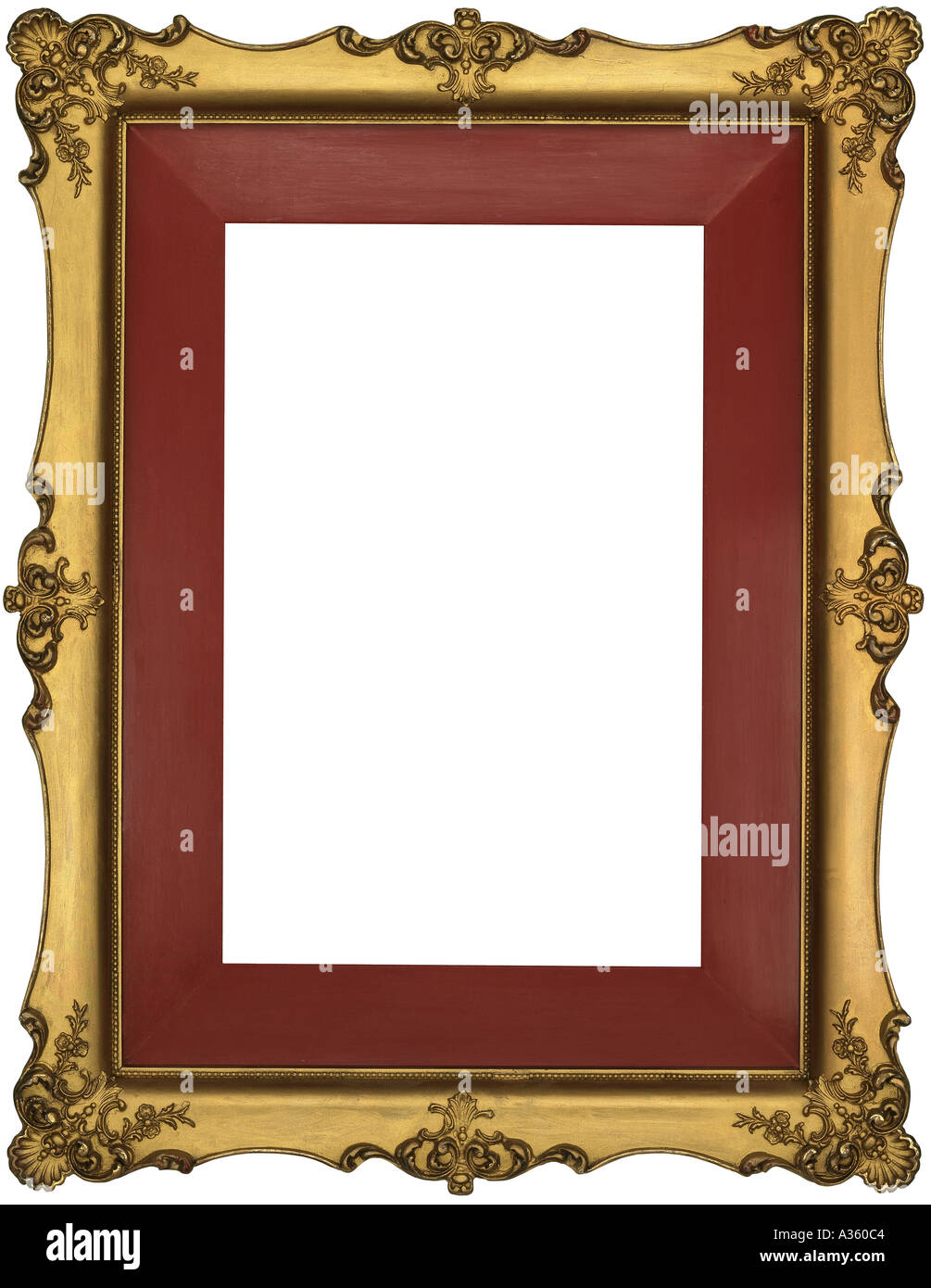 A vertical gold gilded rectangular decorative ornate antique frame with ...